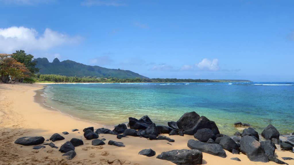 Beach at Anahola Beach Park Camping